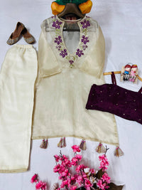 Designer 3-piece Co-ordset in premium organza silk.