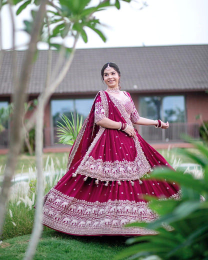 Party Wear semi bridal Lehenga Choli with Sequins & Zari Embroidery - ALC 93