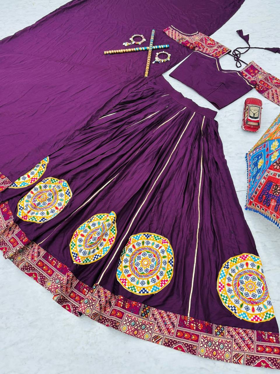 Navratri Special Pure Cotton Lehenga Choli with 6 Meter Big Flair & Gamathi Work