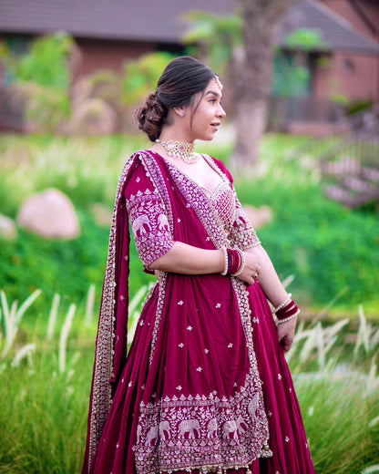 Party Wear semi bridal Lehenga Choli with Sequins & Zari Embroidery - ALC 93