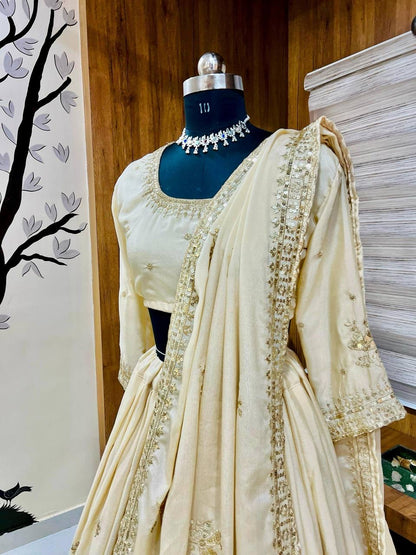 Party Wear Lehenga Choli with Chinon Silk & Sequin Embroidery - ALC 89