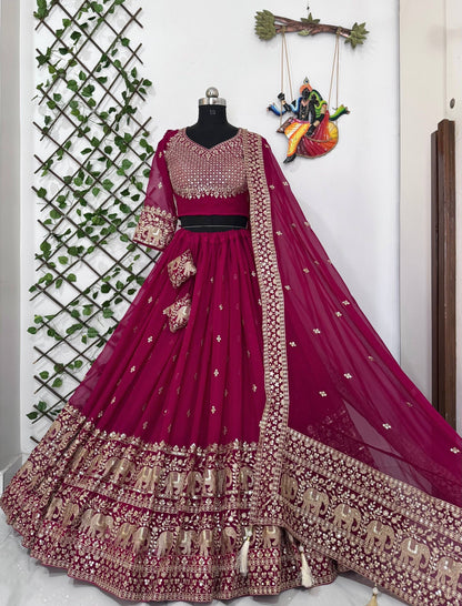 Party Wear semi bridal Lehenga Choli with Sequins & Zari Embroidery - ALC 93