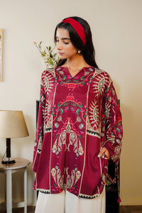 Stylish maroon color digital printed premium cordset