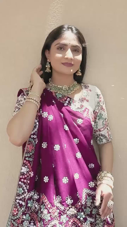 Navratri special Premium Heavy Muslin Cotton Lehenga with Digital Print & Real Mirror Work