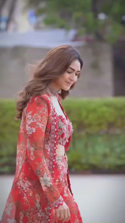 Bollywood Indo Western Koti Palazzo & Blouse Set - FFPD 1126