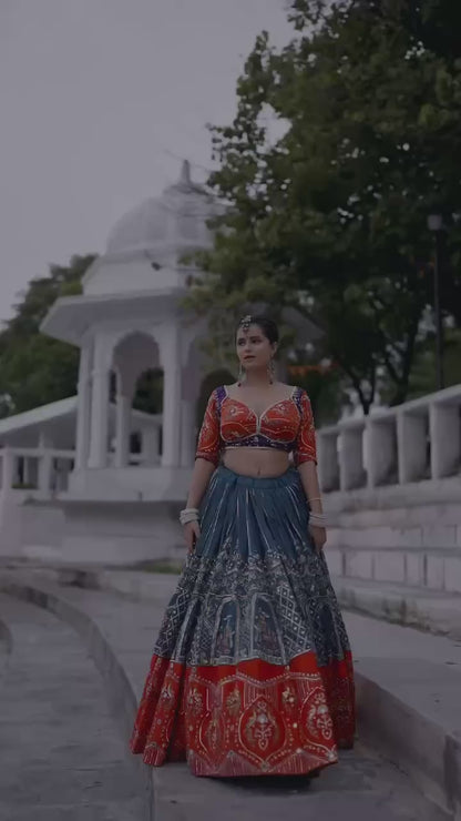 A-One Quality Heavy Muslin Cotton Navratri Special Lehenga with Digital Print & Real Mirror Work - ALC 109