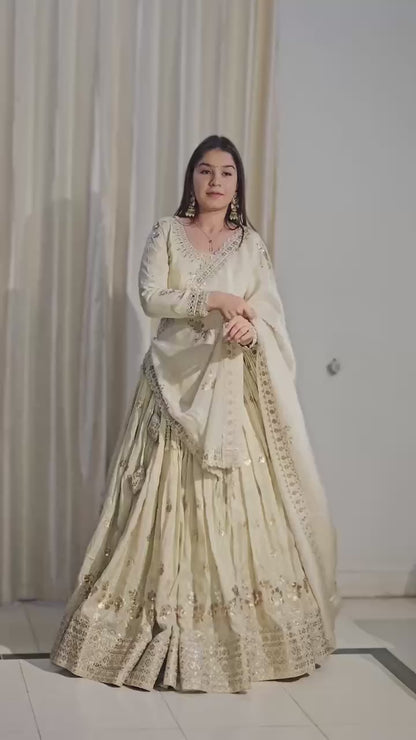 Party Wear Lehenga Choli with Chinon Silk & Sequin Embroidery - ALC 89