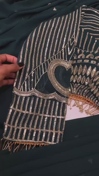 Ready To Wear Ruffle Lehenga Saree with Full Sleeve Blouse - FFLG-1954