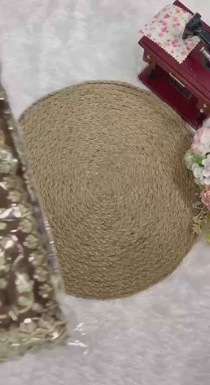 Designer Barbari Silk Saree with Thread & Sequence Work & Unstitched Blouse