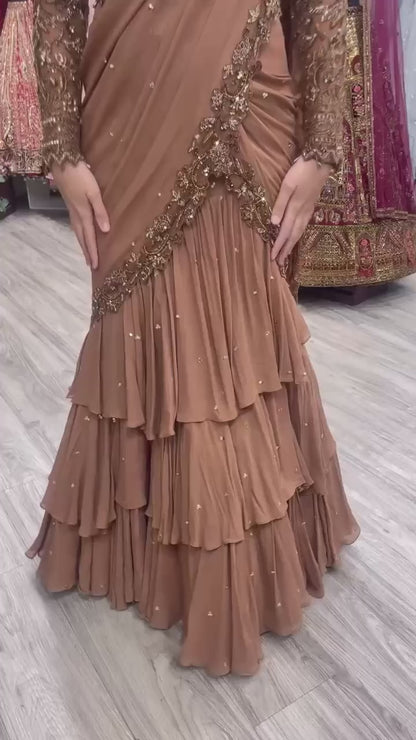 Ready To Wear Lehenga Saree with Thread & Sequence Work - Premium Quality