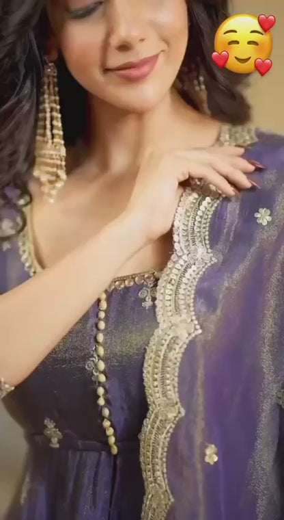Designer Shimmer Silk Suit & Lehenga Set with Thread & Sequence Work