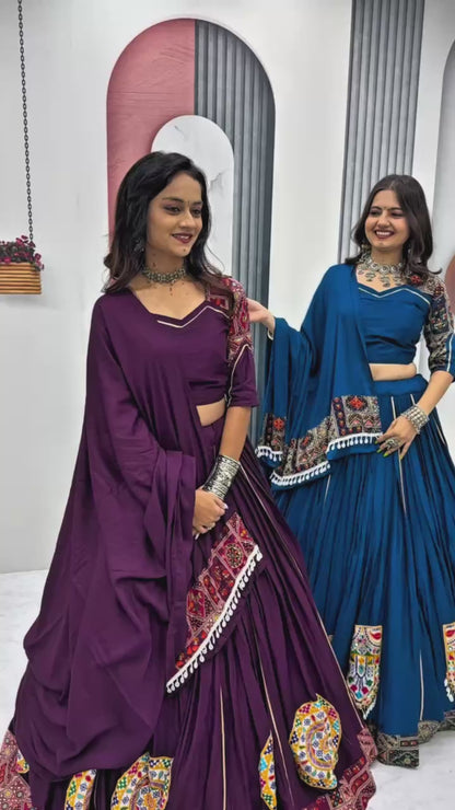 Navratri Special Pure Cotton Lehenga Choli with 6 Meter Big Flair & Gamathi Work