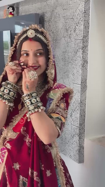 Navratri special Heavy Muslin Cotton Lehenga with Digital Print & Gota Zari Lampi Lace - Alc 103