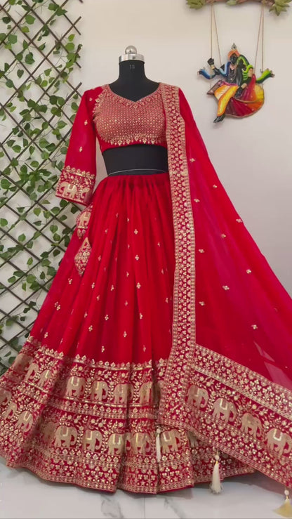 Party Wear semi bridal Lehenga Choli with Sequins & Zari Embroidery - ALC 93