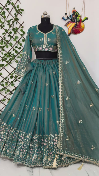 Premium Heavy Fendy Silk Lehenga Choli with 5mm Sequins, Thread & Zari Embroidery - ALC 98