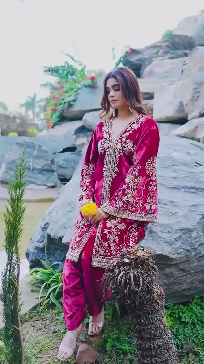 Lc 1322- beautiful pink velvet suit