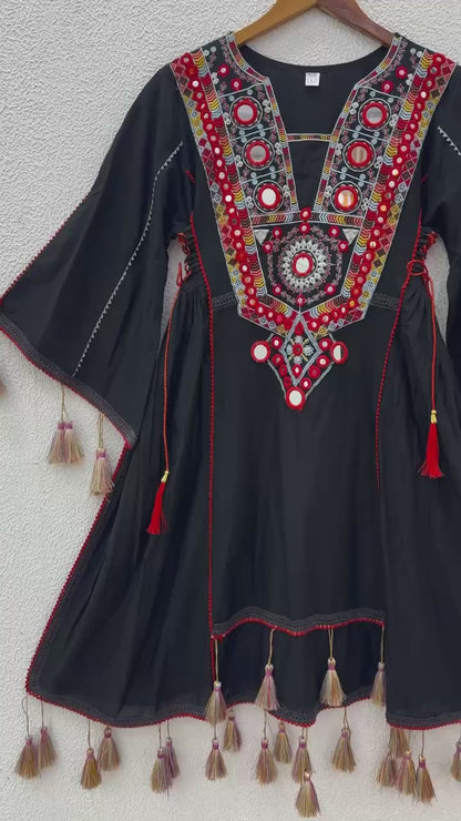 Premium Khadi Cotton Co-ord Set with Mirror Work - Rakhi Special - FFsrk 5286