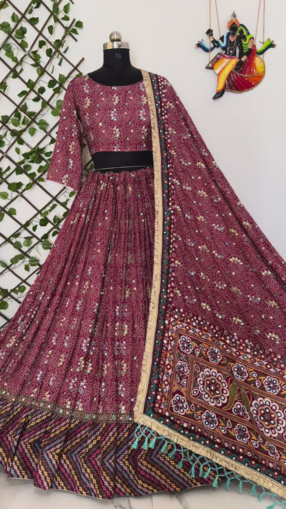 Navratri Special Muslin Cotton Lehenga Choli with Real Mirror Work - ALC 110