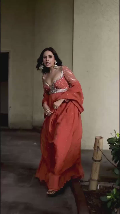 Designer Georgette Gown with Zari Sequin Work & Dupatta - VF 208