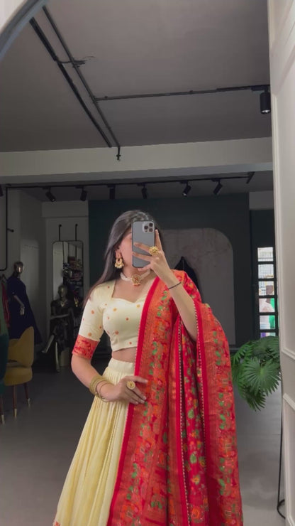 Tussar Silk Lehenga Choli with Printed & Foil Work - FFLB-1245