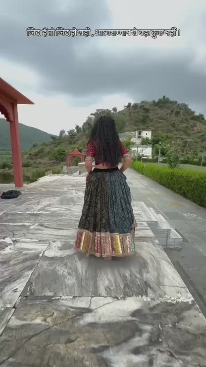 Navratri special Premium Heavy Muslin Cotton Lehenga with Digital Print & Real Mirror Work