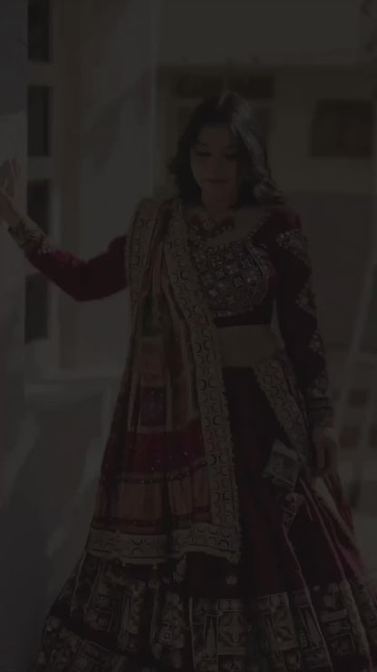 Navratri special Premium Heavy Muslin Cotton Lehenga with Real Mirror Work & Canvas Patta
