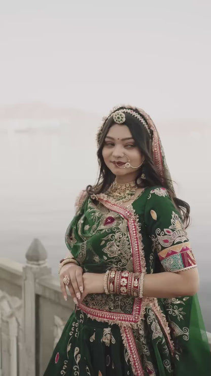 Navratri special Heavy Muslin Cotton Lehenga with Digital Print & Gota Zari Lampi Lace - Alc 103