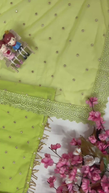Georgette Kurti Pant Set with Sequin & Zari Embroidery - LC 1356